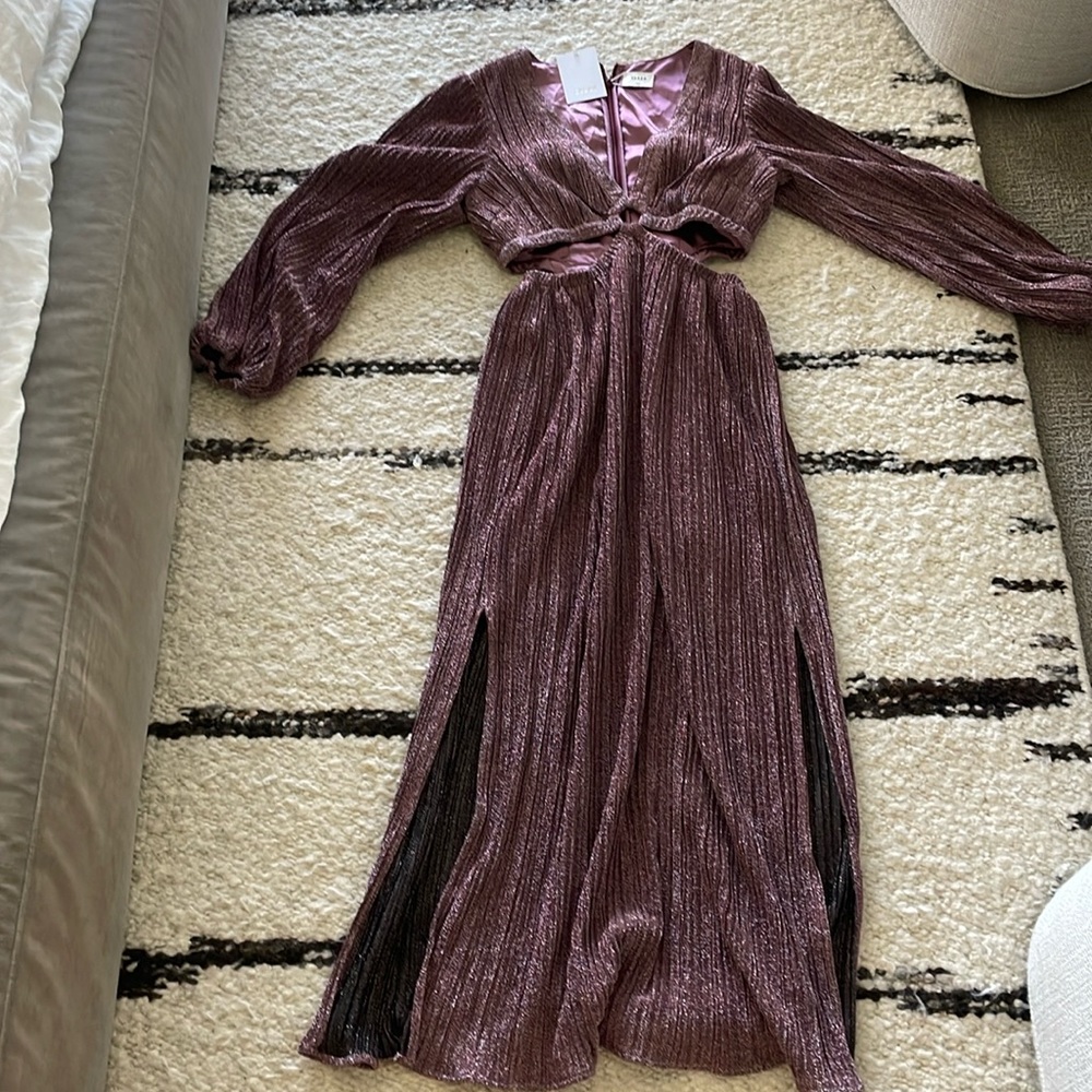 Suboo Ana balloon sleeved maxi in pink metallic size medium nwt